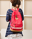 Рюкзак жіночий з двома смужками червоний, фото 2