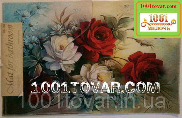 Набір з 2-х килимків з 3D печаткою "Квіти" у ванну 80х50 см. і туалет 40х50 см., фото 1