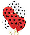 Повітряна кулька "Божа Корівка" пастель червоний в чорний горох 12"/ 30см., фото 3