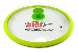 Кришка скляна 26 см із силіконовими обідком і ручкою (колір — салатовий) Stenson H12131-1