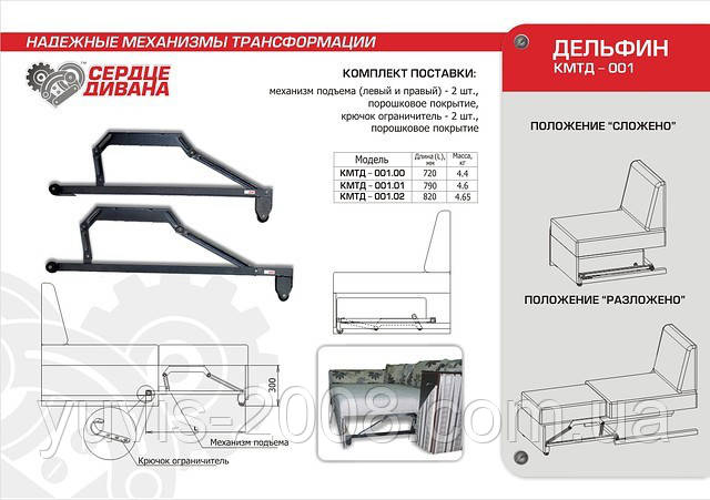 Механизм трансфомации " Дельфин L-790mm", цена 530 ₴: купить на Prom.ua ...