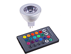 Кольорова світлодіодна лампа 3 Вт RGB MR16 LM293 з пультом, фото 3