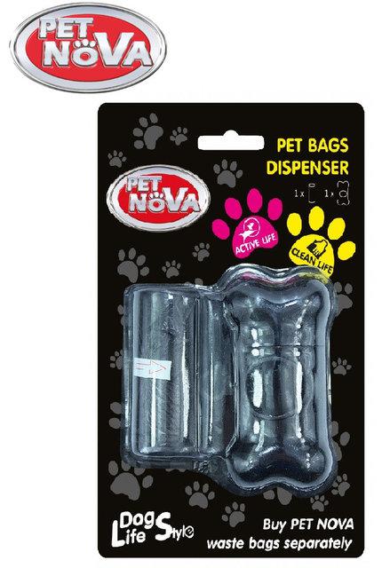 Контейнер з пакетами Pet Nova для прибирання за собакою чорний, фото 1