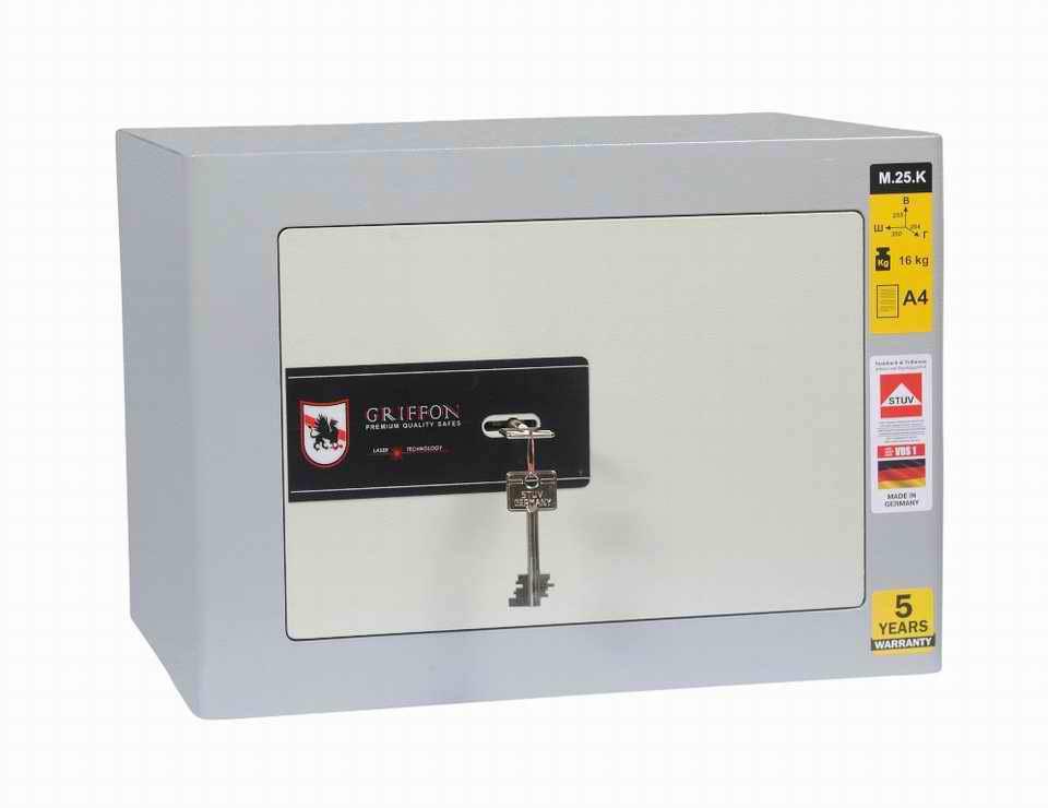Зламостійкий сейф Griffon M. 25.K (250 (в)х350(ш)х260(гл). Корпус та двері сейфу - 4 мм. Ключовий замок