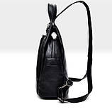 Рюкзак жіночий сумка міської трикутної форми (чорний), фото 5