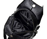 Рюкзак жіночий сумка міської трикутної форми (чорний), фото 10