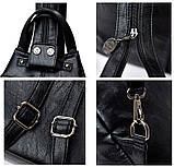 Рюкзак жіночий сумка міської трикутної форми (чорний), фото 9