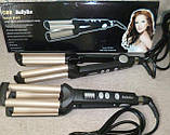 Потрійна електрична професійна плойка! GBR Babyliss Праска з регулятором температури, фото 3