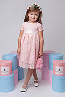 Детское платье для девочек гипюровое, розовое 98рост