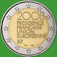 Франція 2 євро 2008 р. Голова Франції в ЄС. UNC