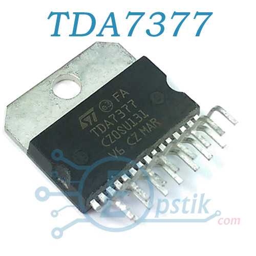TDA7377, двоканальний аудіо підсилювач, 2х30Вт, MULTIWATT15V