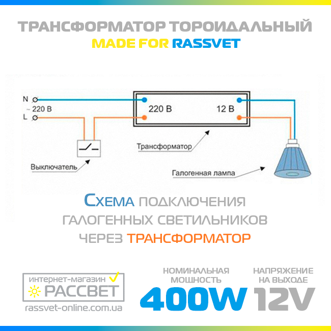 Тороидальный трансформатор "Элста" ТТ-400W для галогенных ламп 12V (400Вт 12В) - фото 4 - id-p336903428