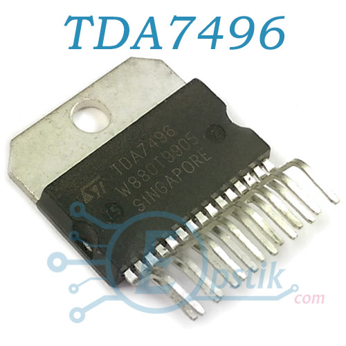 TDA7496, двоканальний аудіопідсилювач AB-класу, 2x5 Вт, Multiwatt15