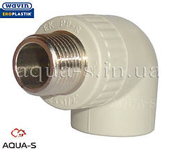 Косинець перехідний Wavin EkoPlastik DN 25x1/2" з переходом на зовнішню різь (Чехія)