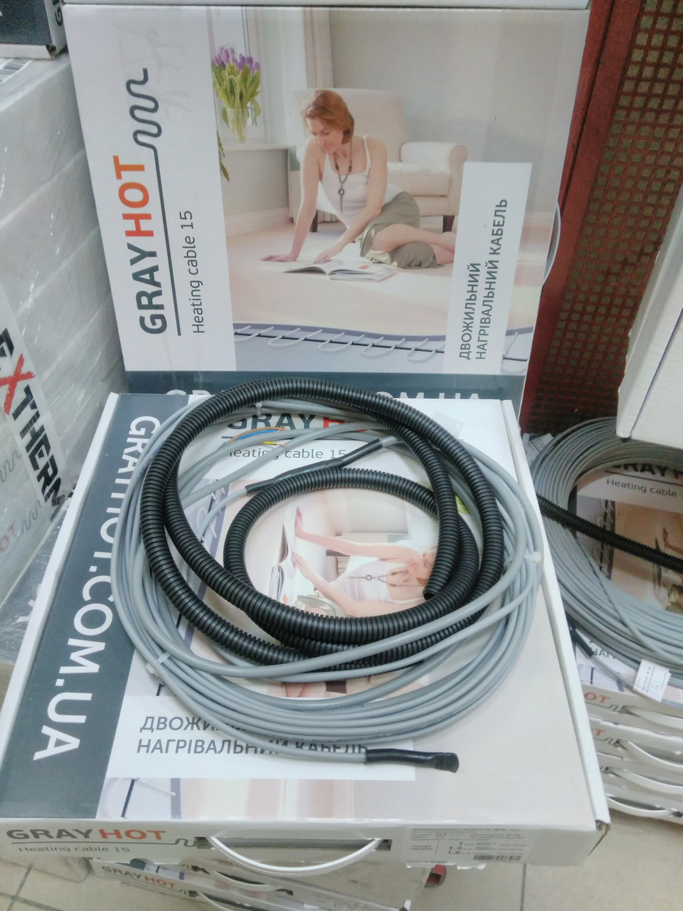 Нагрівальний кабель GrayHot 13м з трубкою для датчика на 1.3 м. кв підігріву підлоги