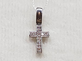 Золотий хрестик з діамантом. Артикул 880369-Кр.білий