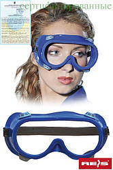 Протиколочні захисні закриті окуляри з непрямою вентиляцією REIS Польща GOG-AIR-BLUE TN