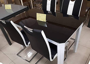 Стіл на кухню скляний на дерев'яних ніжках ДКС Модерн Антонік, колір на вибір, фото 1