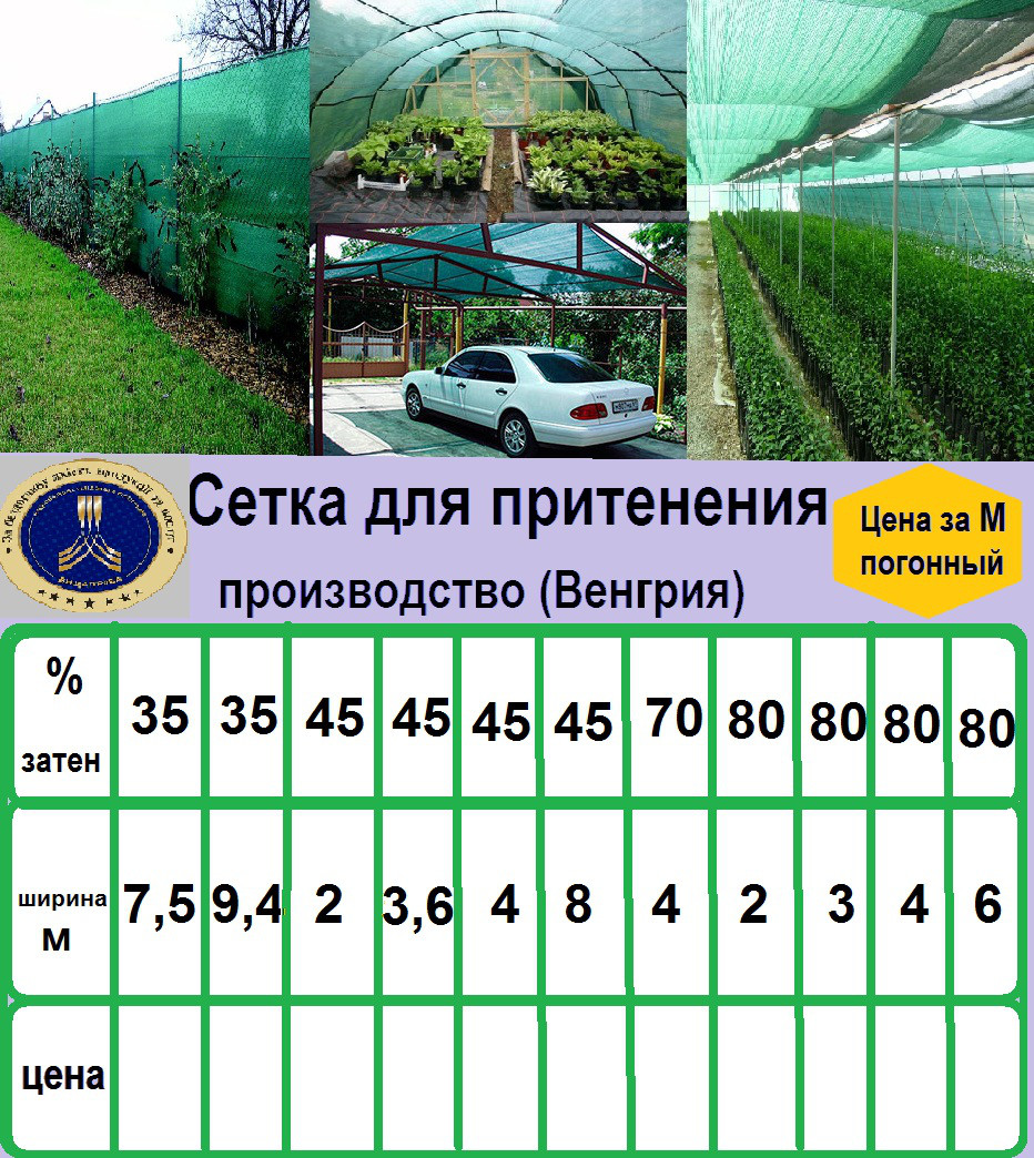 Сітка для затінення "AGREEN" 30%, 45%, 60%, 80%