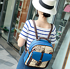 Рюкзак жіночий з екошкіри з малюнком і написами блакитний, фото 2