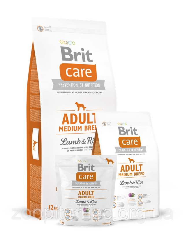 Корм Brit Care Брит Кеа Adult Medium Breed Lamb Rice для дорослих собак середніх порід ягня з рисом