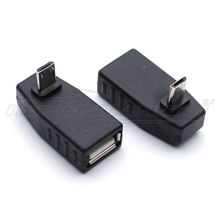Перехідник OTG USB — micro USB, кутовий, фото 1