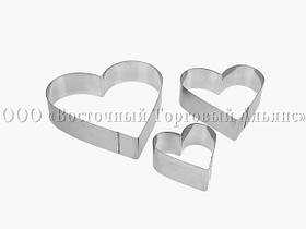 Набір металевих форм Серця — 3 шт. — 20х4,5 см, 15х4,5 см, 10х4,5 см