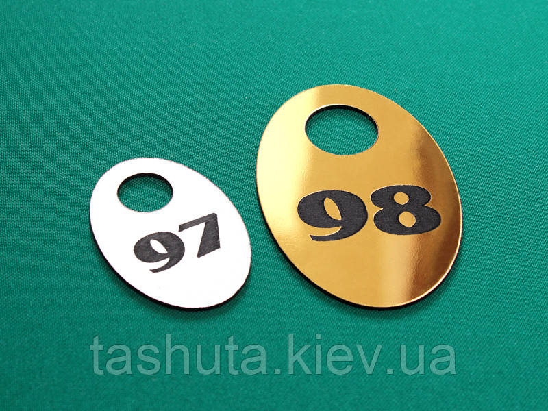 Номерок для гардероба пластиковый 35х50 мм, односторонний Ташута  (21-72050-01)