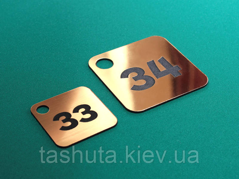 Номерок пластиковый для ключей 40х40 мм, двухсторонний Ташута  (21-72061-02)
