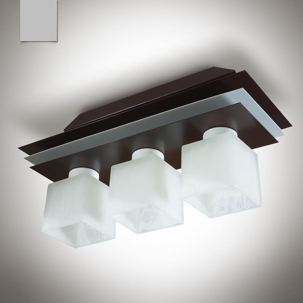 Люстра сучасна стельова коричнева зі склом у невелику кімнату, фото 1