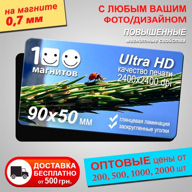Магнітна візитка. Розмір 90х50 мм. Товщина 0,7 мм