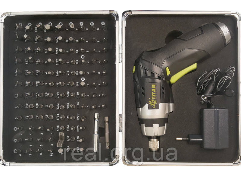 ✅ Професійна акумуляторна викрутка з ліхтарем Титан PAO 3,6 L SET (кейс)