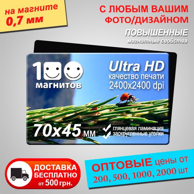 Магнітики на холодильник. Розмір 70х45 мм. Товщина 0,7 мм