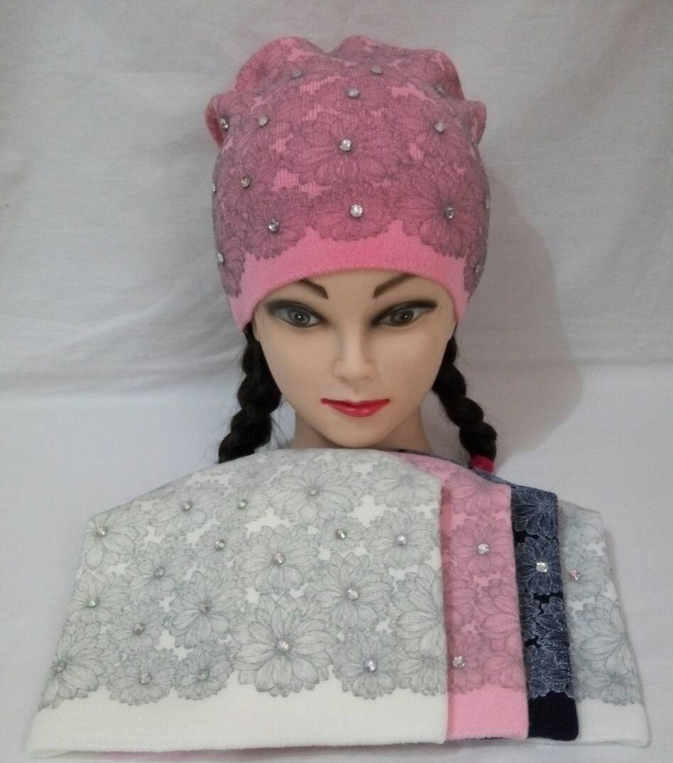 Оптом Шапка в'язана весняна для дівчинки р 52-54