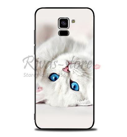 Оригінальний бампер чохол з картинкою для Samsung A730 Galaxy A8 Plus 2018 Білий кошеня