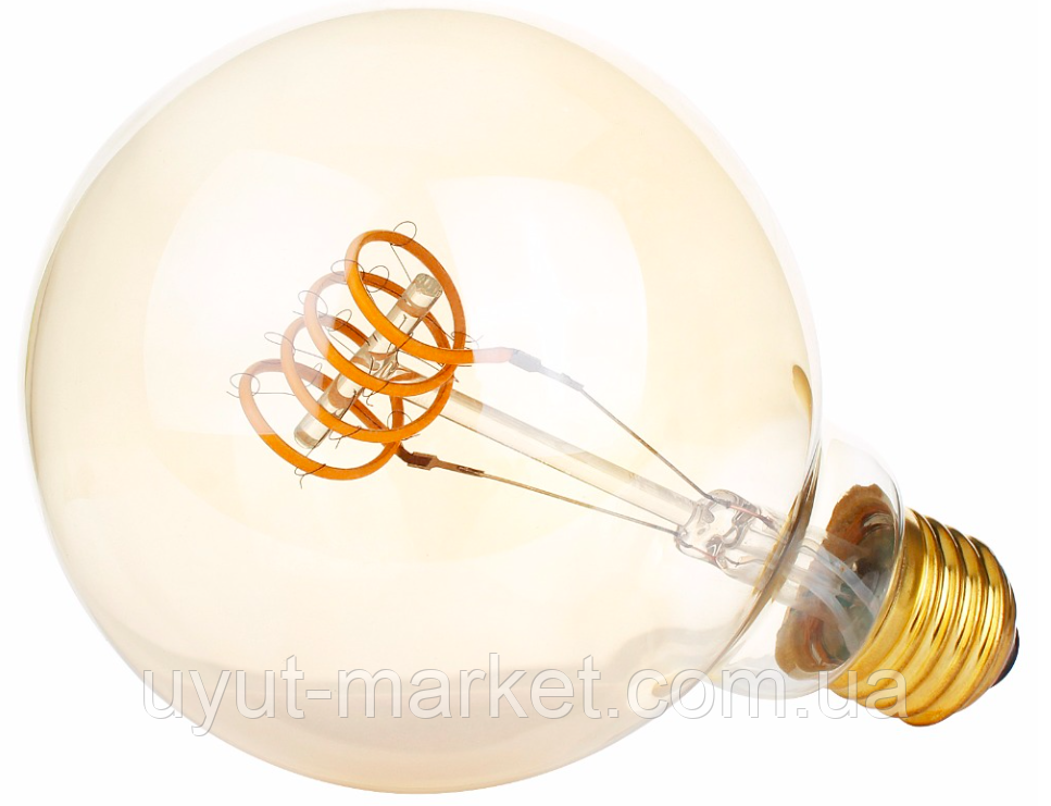 Лампа Едісона світлодіодна G95 4W куля димована "горизонтальна спіраль", фото 1