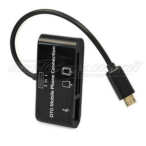 OTG Кабель USB - micro USB + Hub SD SDHC TF Card Reader, фото 2