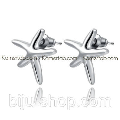 Сережки Морська зірка, посрібнення, позолота 14К, Italina, Austria, фото 1