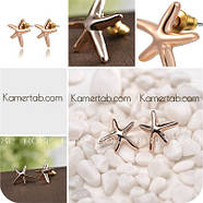 Сережки Морська зірка, посрібнення, позолота 14К, Italina, Austria, фото 3