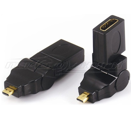Переходник micro HDMI (M) - HDMI (F), 360 градусов - фото 1 - id-p28830885