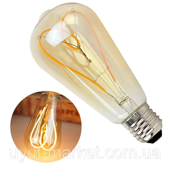 Лампа Едісона світлодіодна ST64 4W димована "серце", фото 1