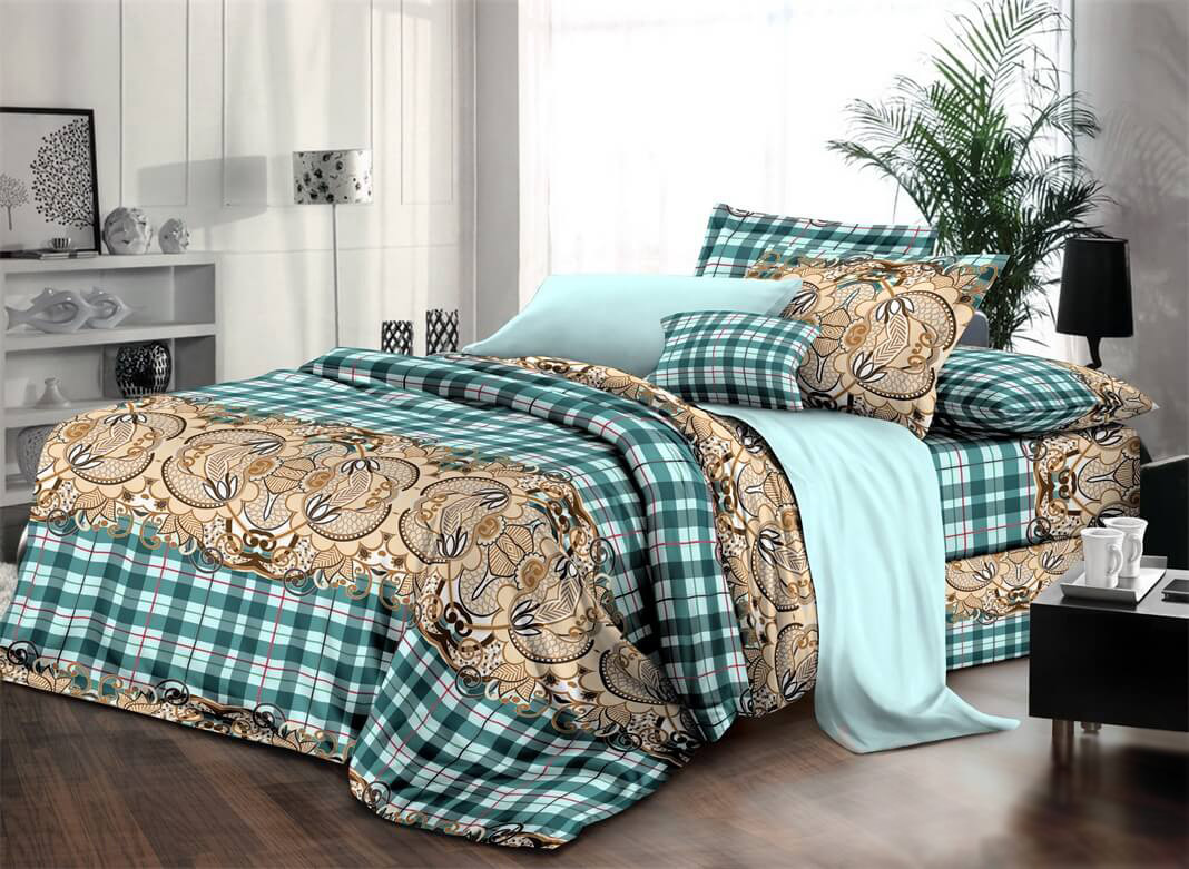 Полуторний комплект постільної білизни 150х220 Бязь бавовна поліестер (9255) Сучасна постільна білизна, фото 1