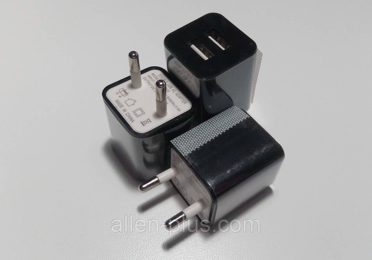 Адаптер живлення TYL-0218, 220V-5V/2A, USBх2 ADAPTER (500mAh за фактом)