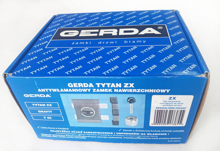 # TDA品 Замок накладной Gerda Tytan ZX GT7 длина ключа 125мм графит