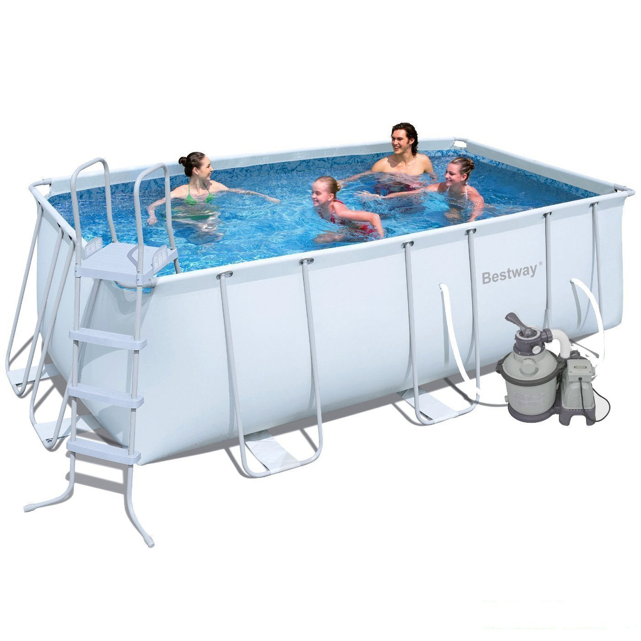 Каркасний басейн Bestway Збірний Power Steel Rectangular Frame 412х201х122 см Басейн прямокутний