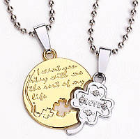 Кулон для двох "Клівер на щастя, пара"