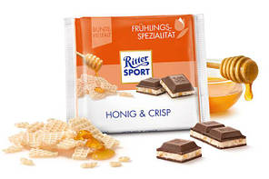 Шоколад Ritter sport HONIG & CRIPS ( з медом і хрусткий) Німеччина 100 г