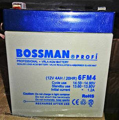 Акумулятор 12 V 4 Ah Bossman profi 6FM4 — LA1240