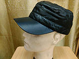 Чоловіча кепка-німка з плащової тканини на утеплювачі, ззаду з регулюванням за розміром, розмір 56-60, чорний колір, фото 2