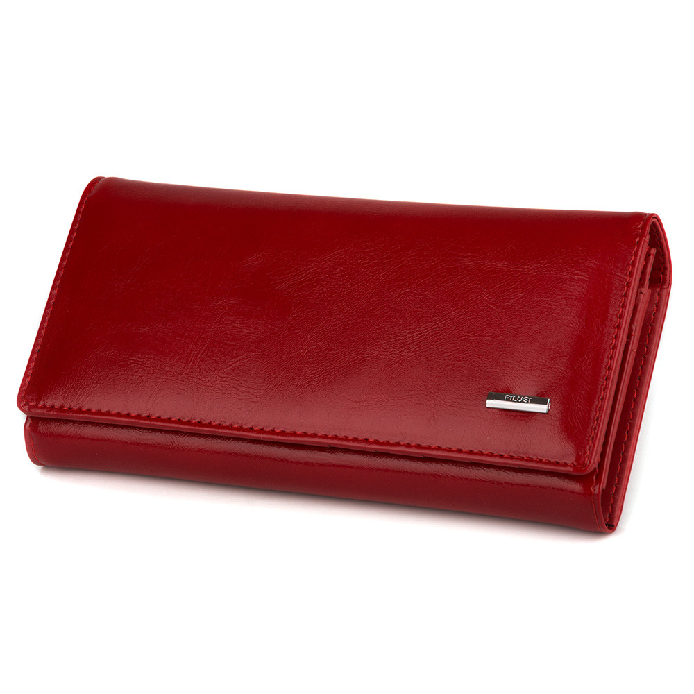 Елегантний гаманець жіночий червоний на кнопці (6608 red), фото 1